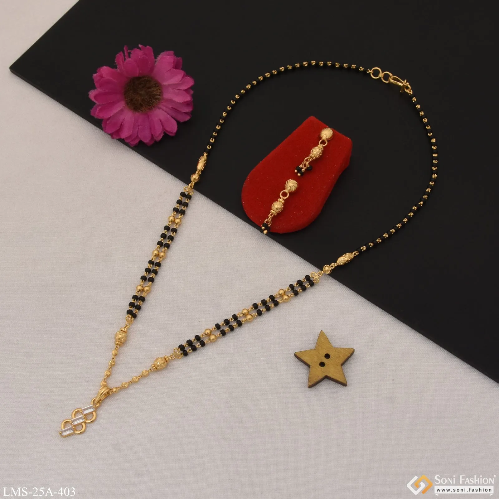 1 Gram Gold Plated Classic Design Mangalsutra Set for Women - Style A403