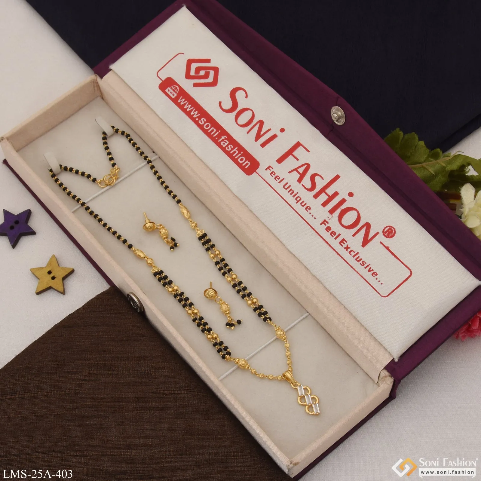 1 Gram Gold Plated Classic Design Mangalsutra Set for Women - Style A403