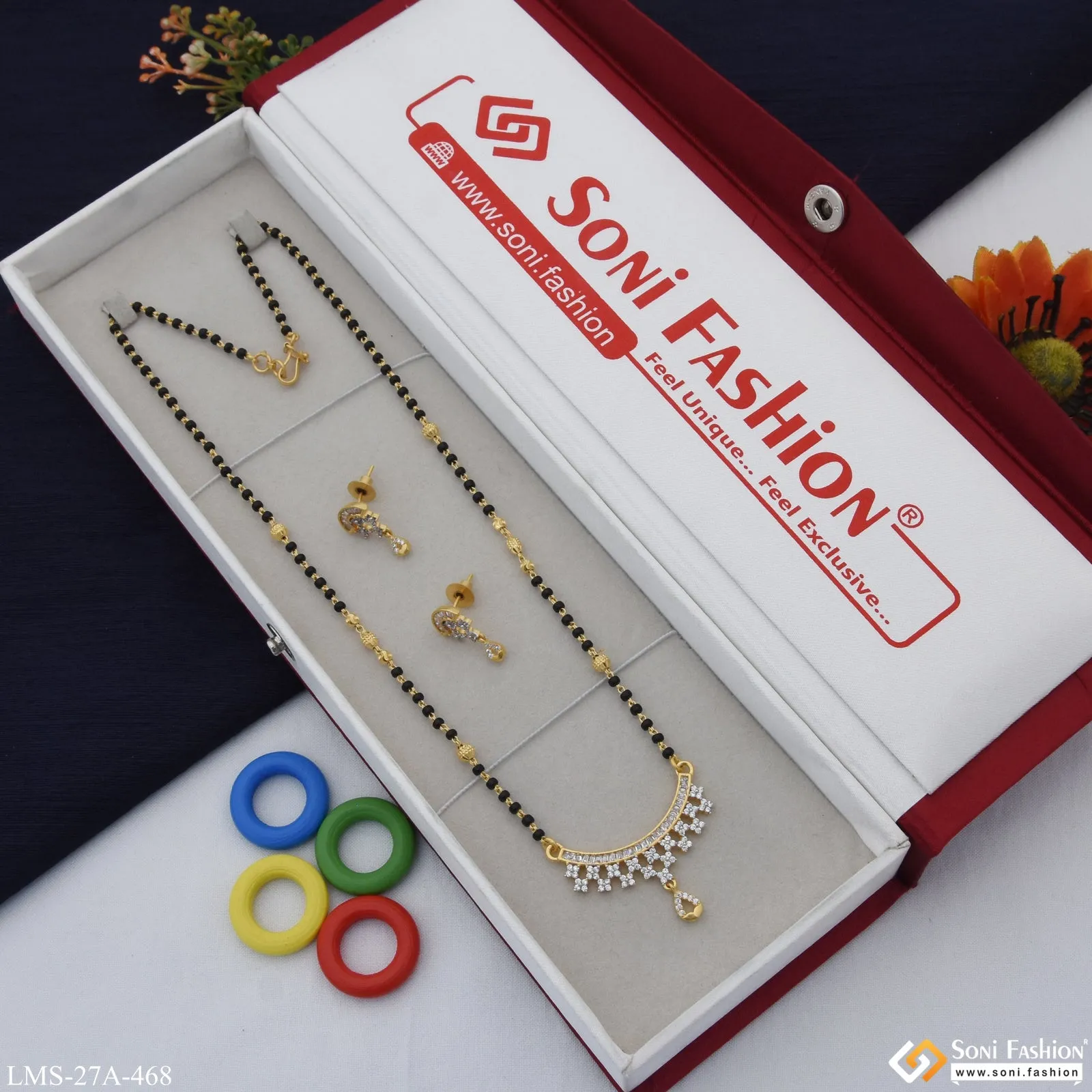 1 Gram Gold Plated Fashion-Forward Mangalsutra Set for Women - Style A468