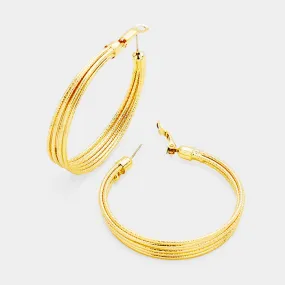 14K Gold Filled Hoop Omega Closure Metal Earrings for Women