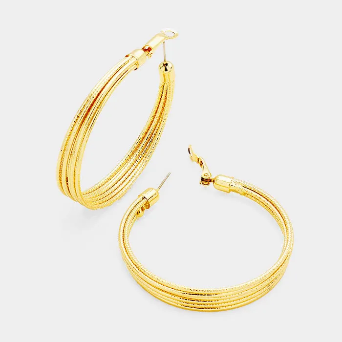 14K Gold Filled Hoop Omega Closure Metal Earrings for Women