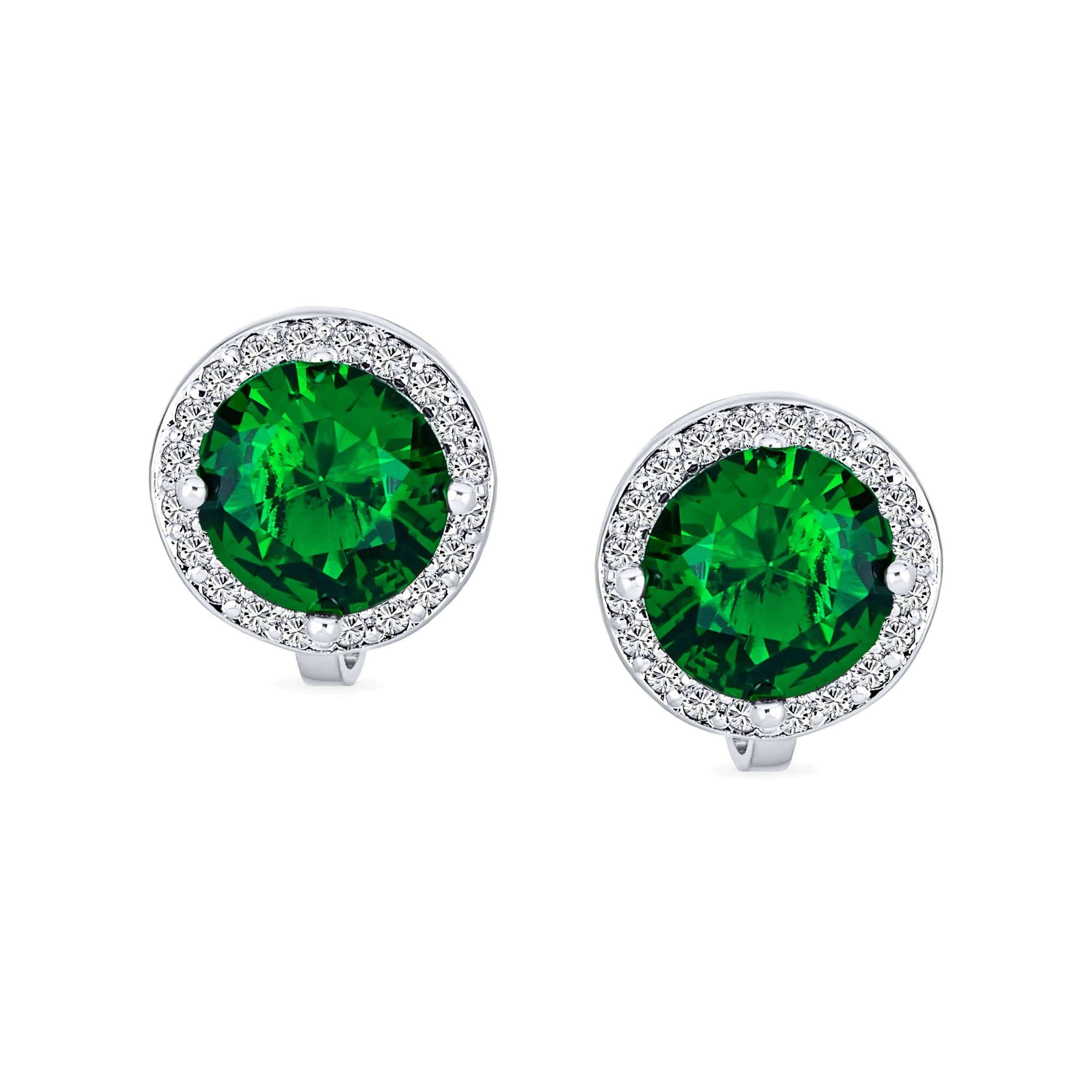 2CT Brilliant Cut Solitaire CZ Clip On Halo Stud Earrings More Colors