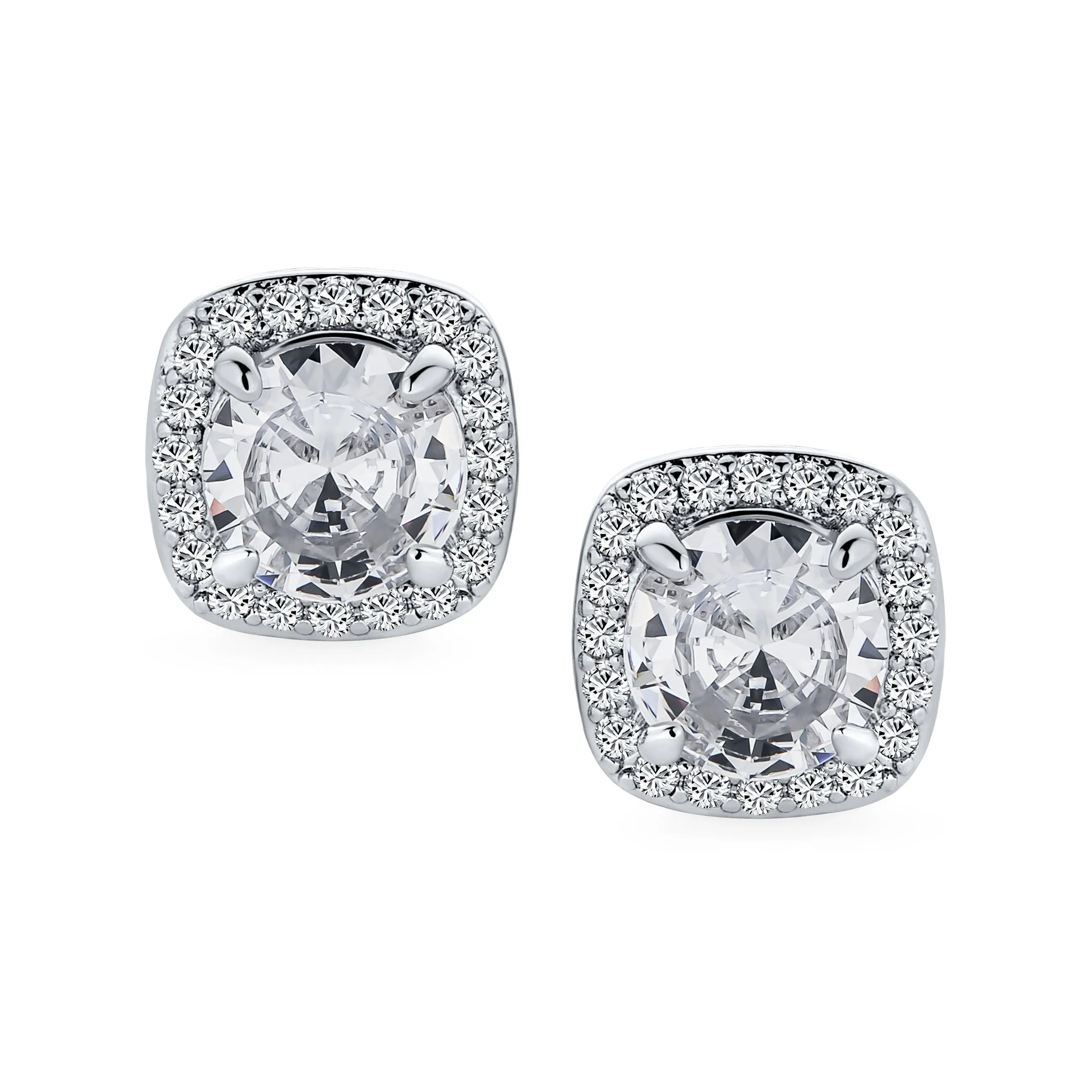 2CT Brilliant Cut Solitaire CZ Clip On Halo Stud Earrings More Colors