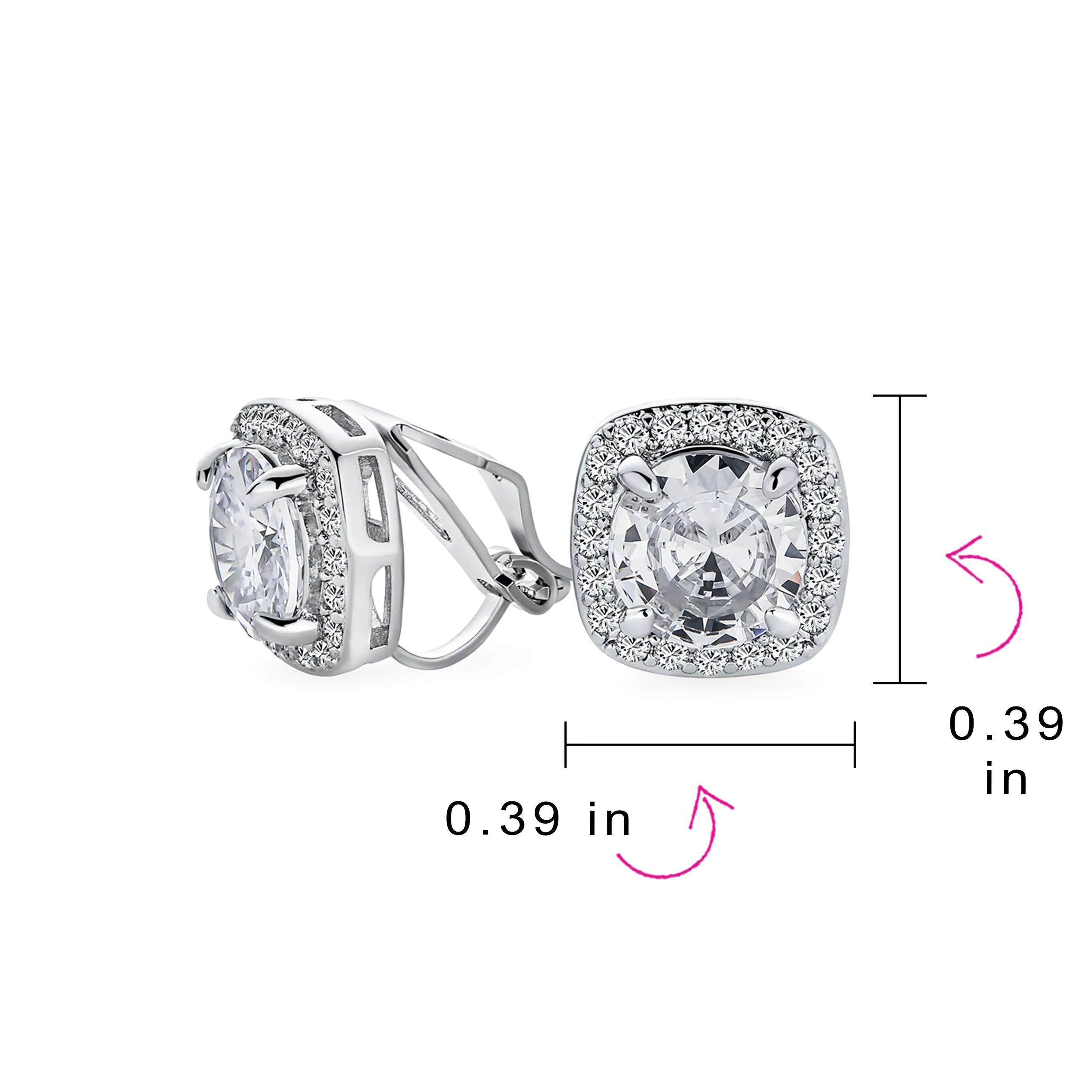 2CT Brilliant Cut Solitaire CZ Clip On Halo Stud Earrings More Colors