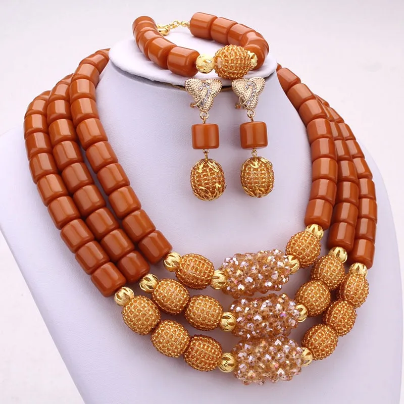 3 Layers African Artificial Coral Beads Jewelry