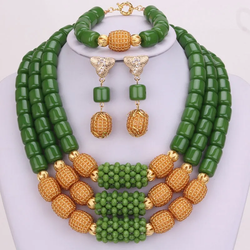 3 Layers African Artificial Coral Beads Jewelry