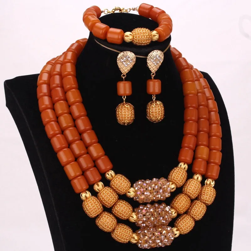 3 Layers African Artificial Coral Beads Jewelry