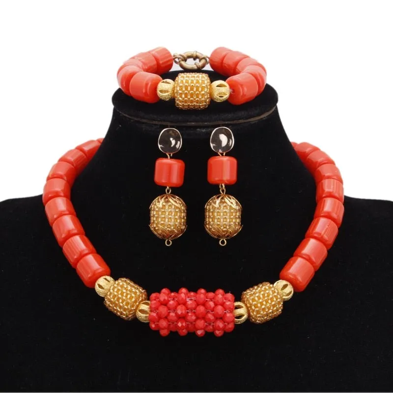 3 Layers African Artificial Coral Beads Jewelry