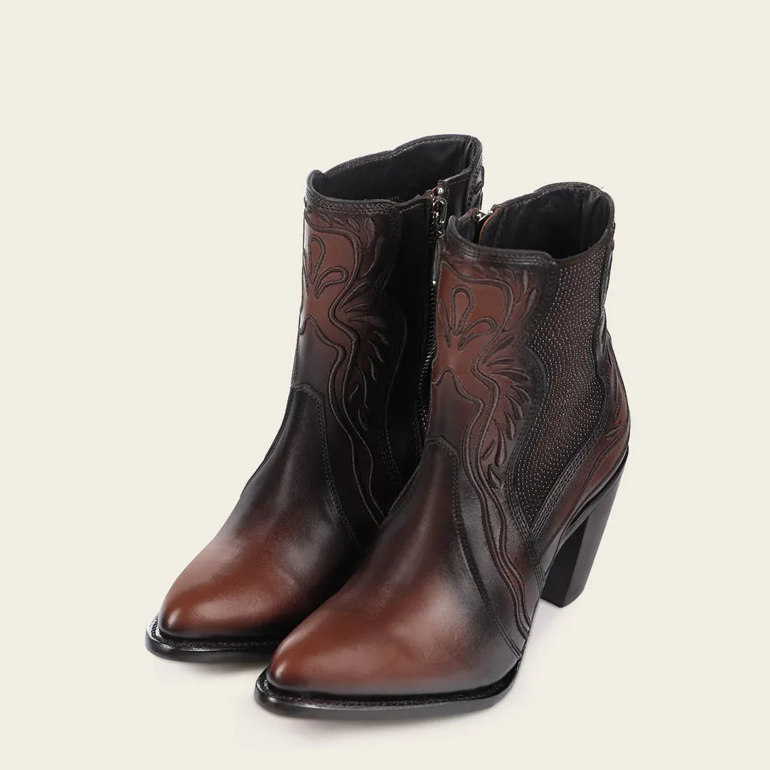 3F0QRS- Cuadra chocolate cowhide ankle boots for women