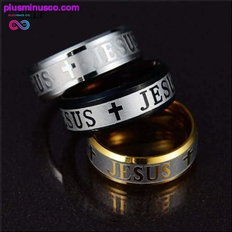 8mm Religious Christian Stainless Steel Jesus Cross Ring