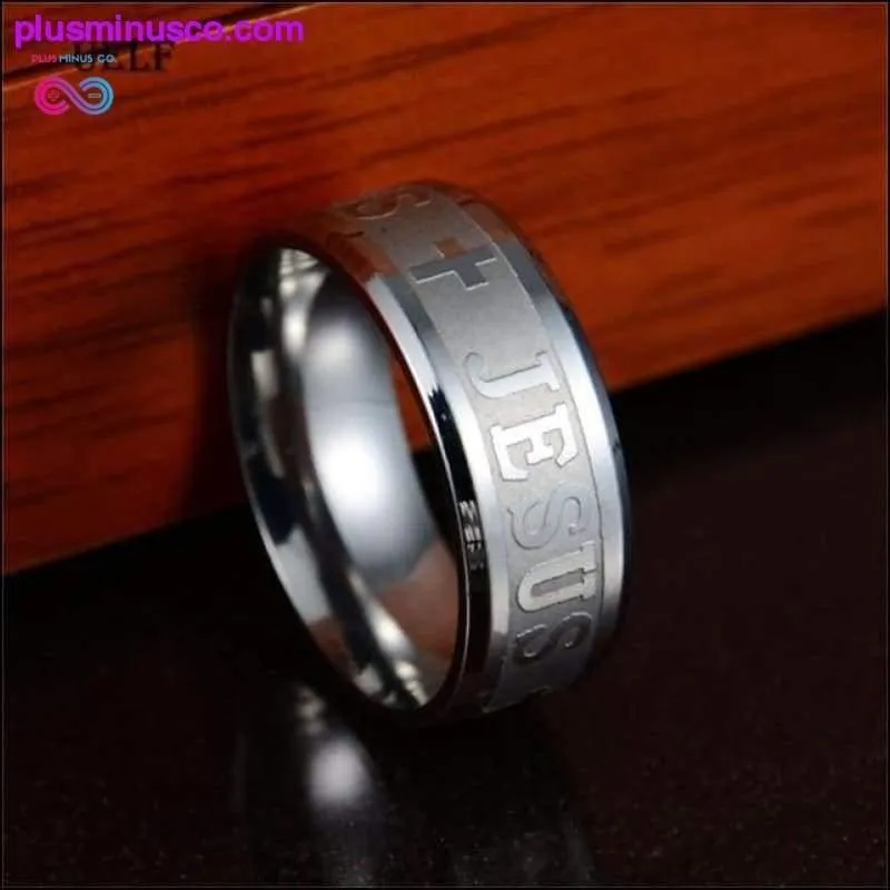 8mm Religious Christian Stainless Steel Jesus Cross Ring