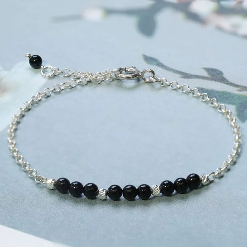 925 Silver Onyx Bracelet - July Birthstone Gift for Her