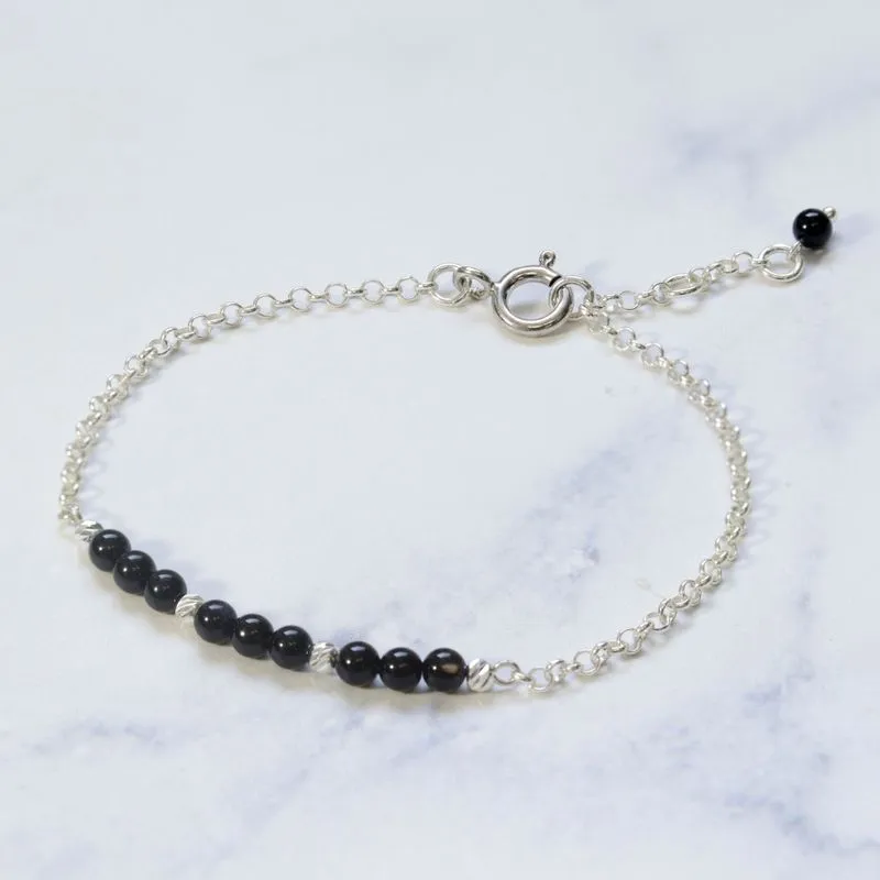 925 Silver Onyx Bracelet - July Birthstone Gift for Her