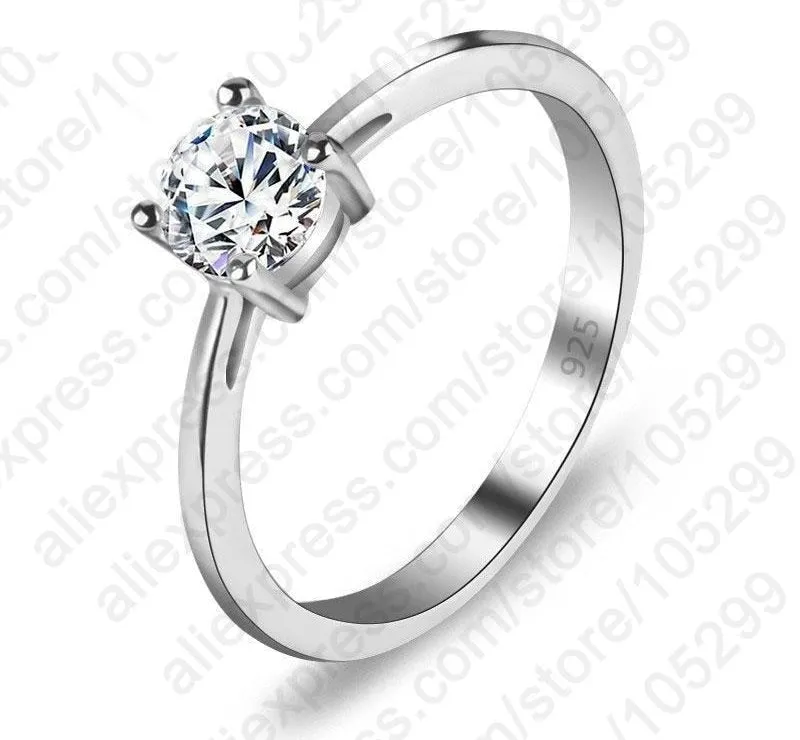 925 Sterling Silver Super Shiny Cubic Zircon Wedding Ring in Classic Style