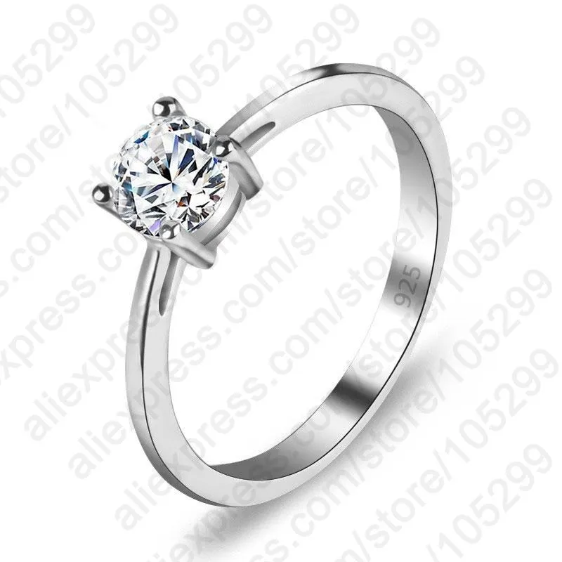 925 Sterling Silver Super Shiny Cubic Zircon Wedding Ring in Classic Style