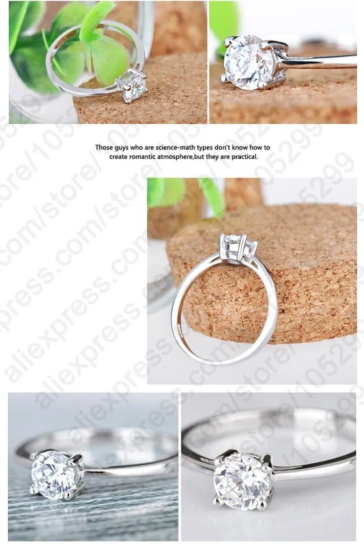 925 Sterling Silver Super Shiny Cubic Zircon Wedding Ring in Classic Style