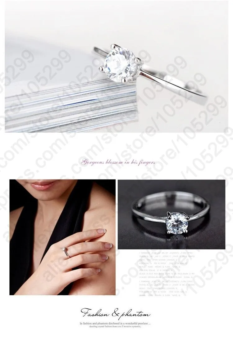 925 Sterling Silver Super Shiny Cubic Zircon Wedding Ring in Classic Style