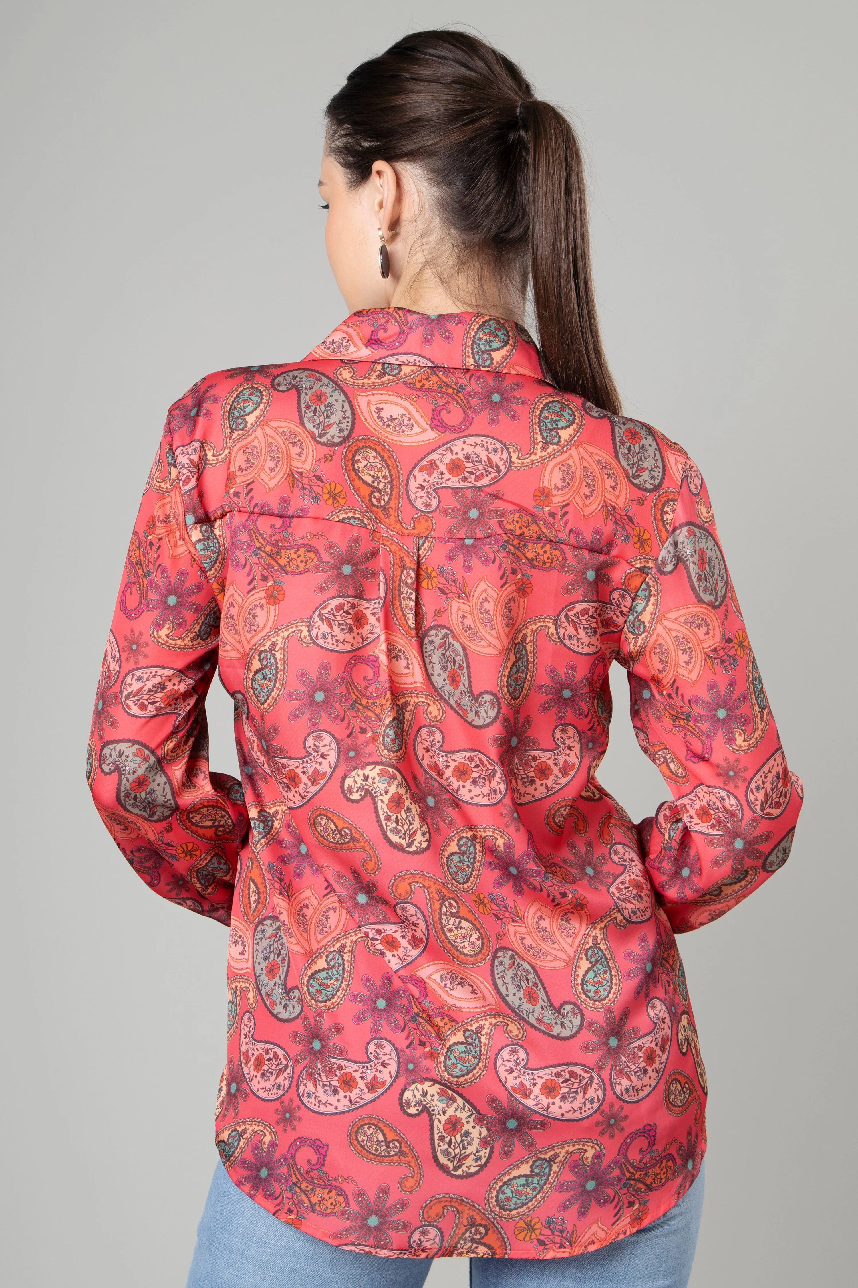 Abstract Paisley Shirt For Women