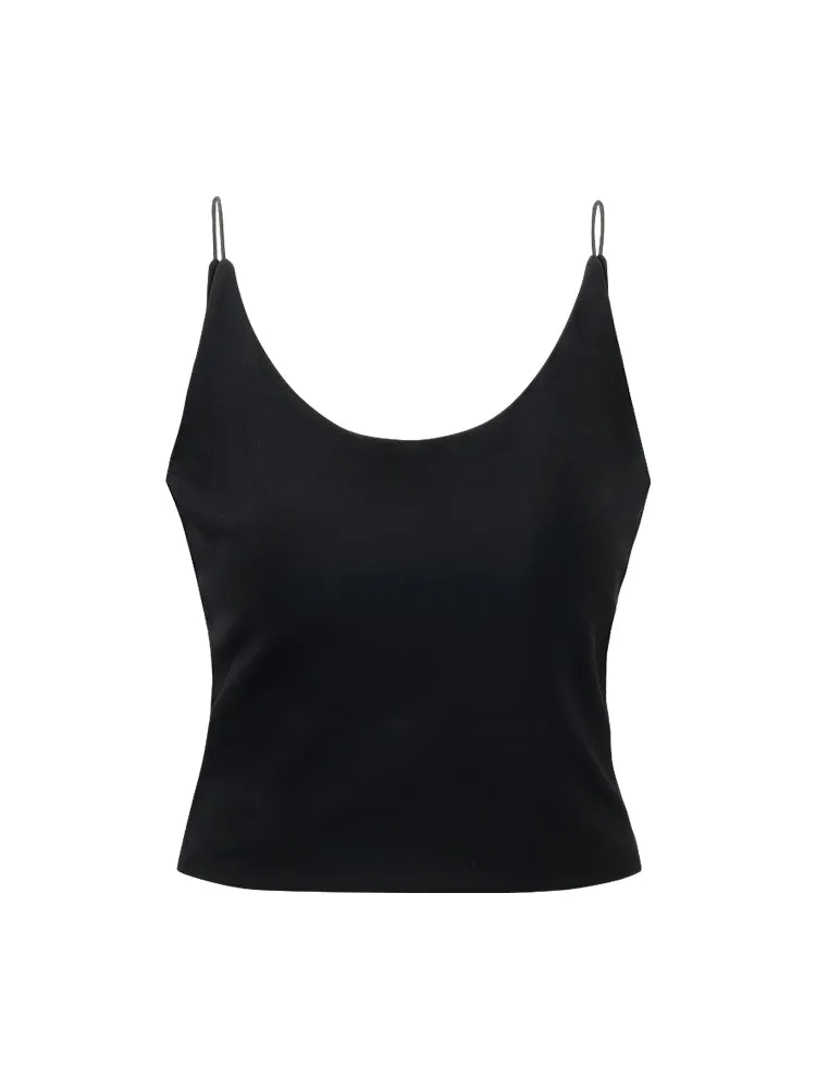 Acetate Twisted Back Women Camisole With Detachable Bra Pads