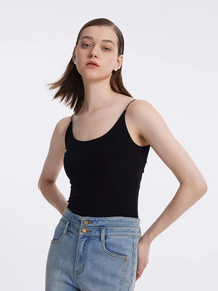 Acetate Twisted Back Women Camisole With Detachable Bra Pads