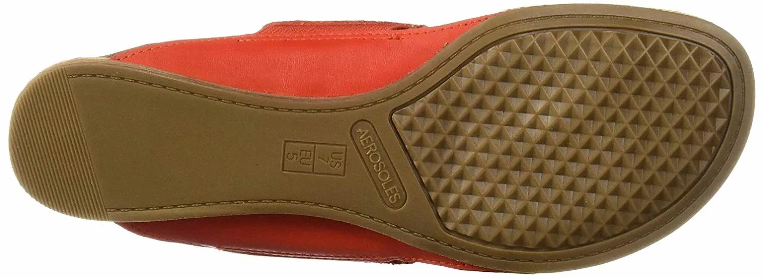 Aerosoles Women's Book of Style Flip-Flop Orange Leather Thong Flats Sandals