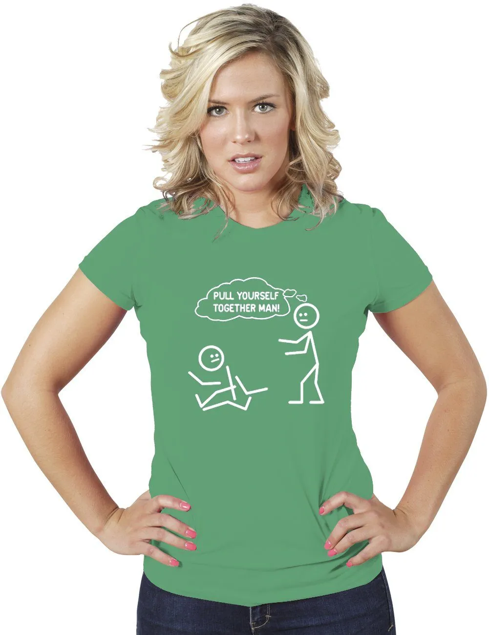 AFONiE Pull Yourself Together Man! Funny Women Tee