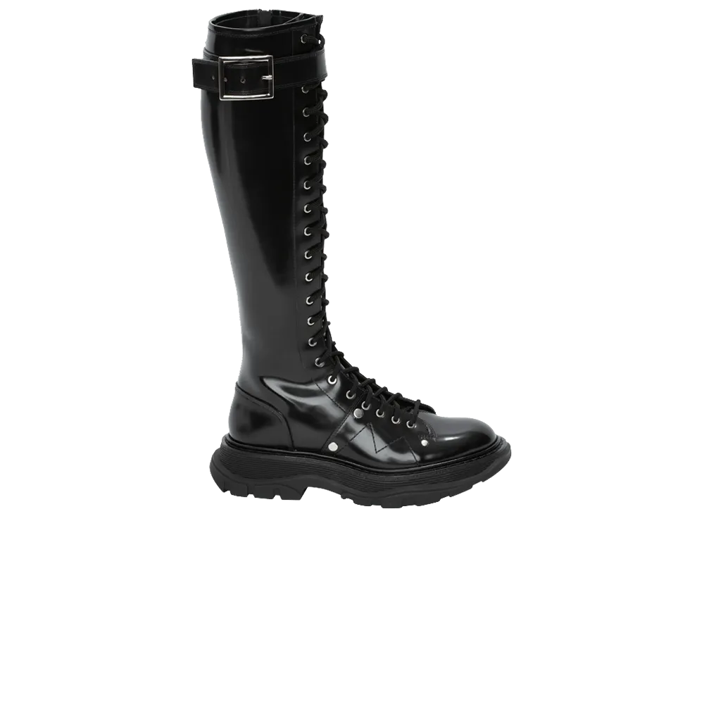 Alexander McQueen Wmns Tread Lace Up Boot 'Black Silver'