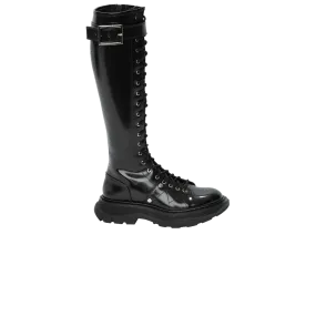 Alexander McQueen Wmns Tread Lace Up Boot 'Black Silver'