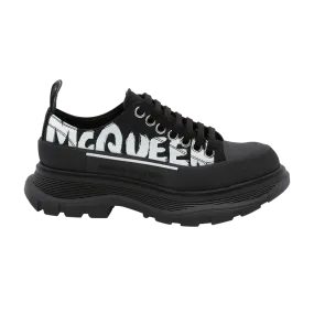 Alexander McQueen Wmns Tread Slick Lace Up Low 'McQueen Graffiti Logo - Black'