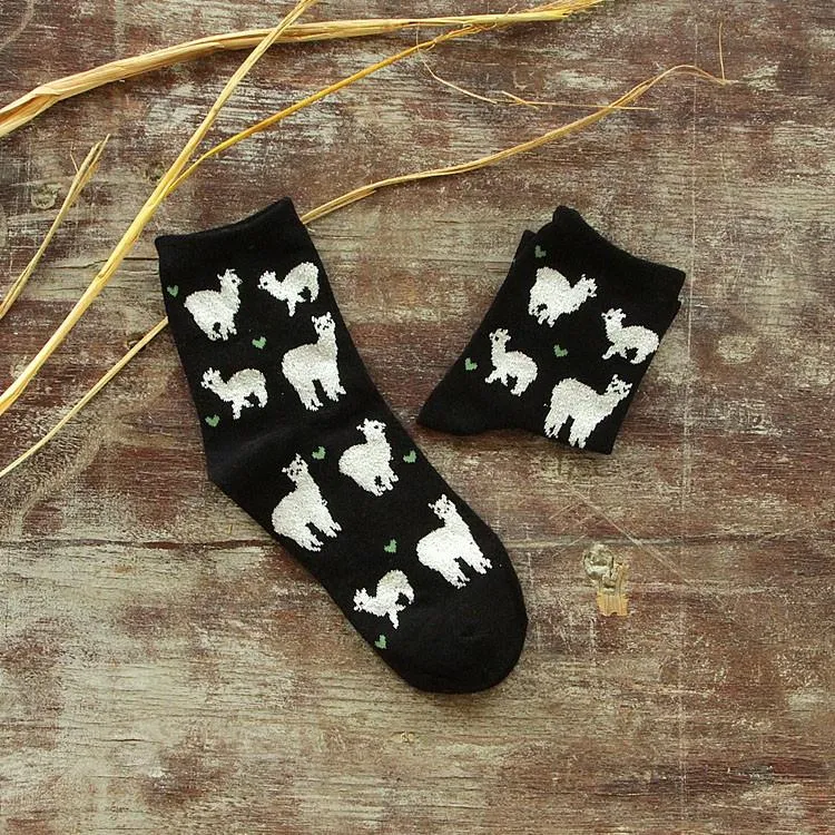 Alpaca Love Ankle Height Cotton Socks