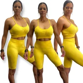 Alpha C Apparel Women 2 Piece Seamless  Leggings Crop Top Yoga Set