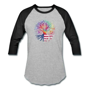 American Tie Dye Tree Of Life- Baseball T-Shirt