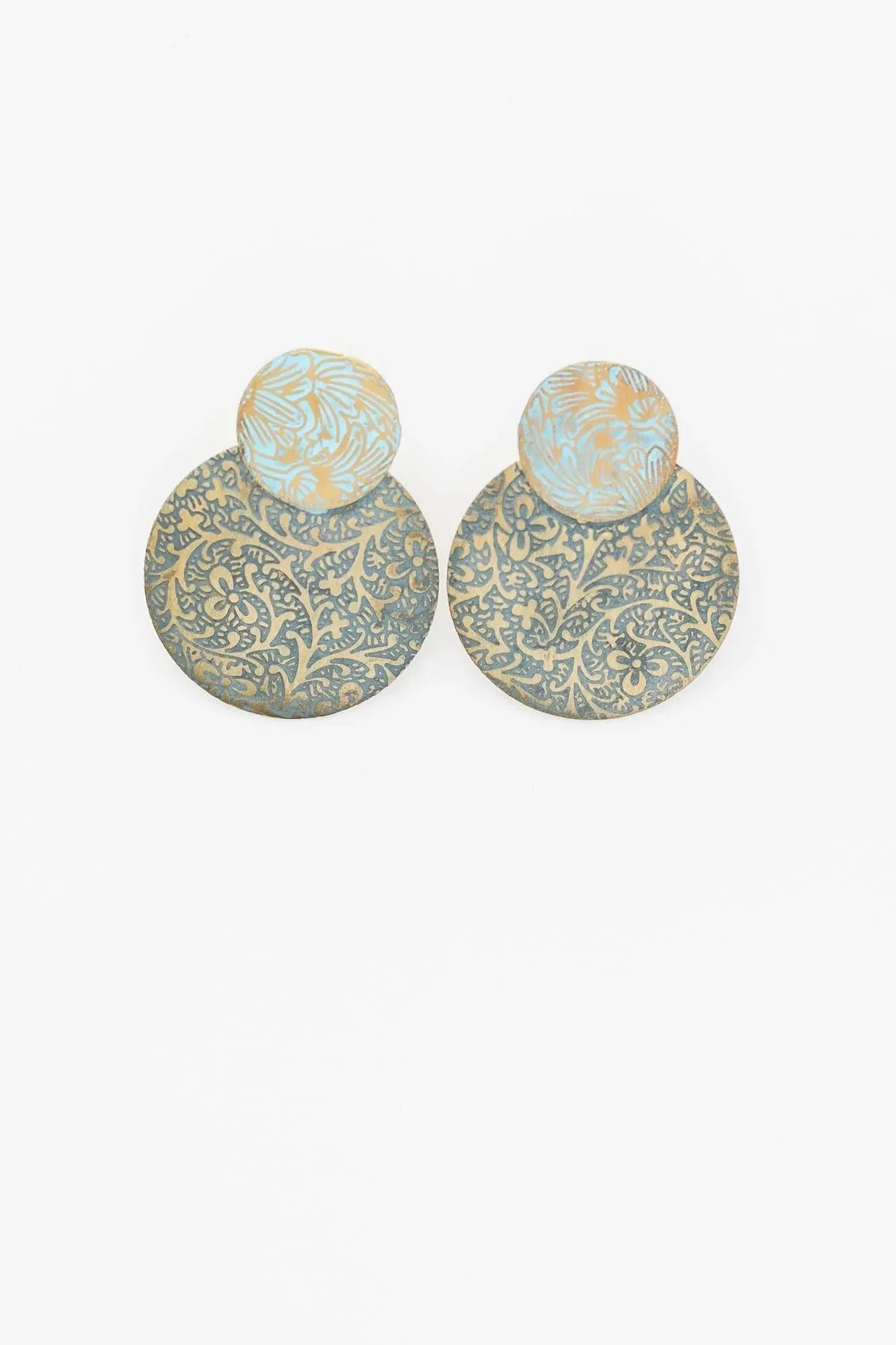 Aqua Medallion Earrings