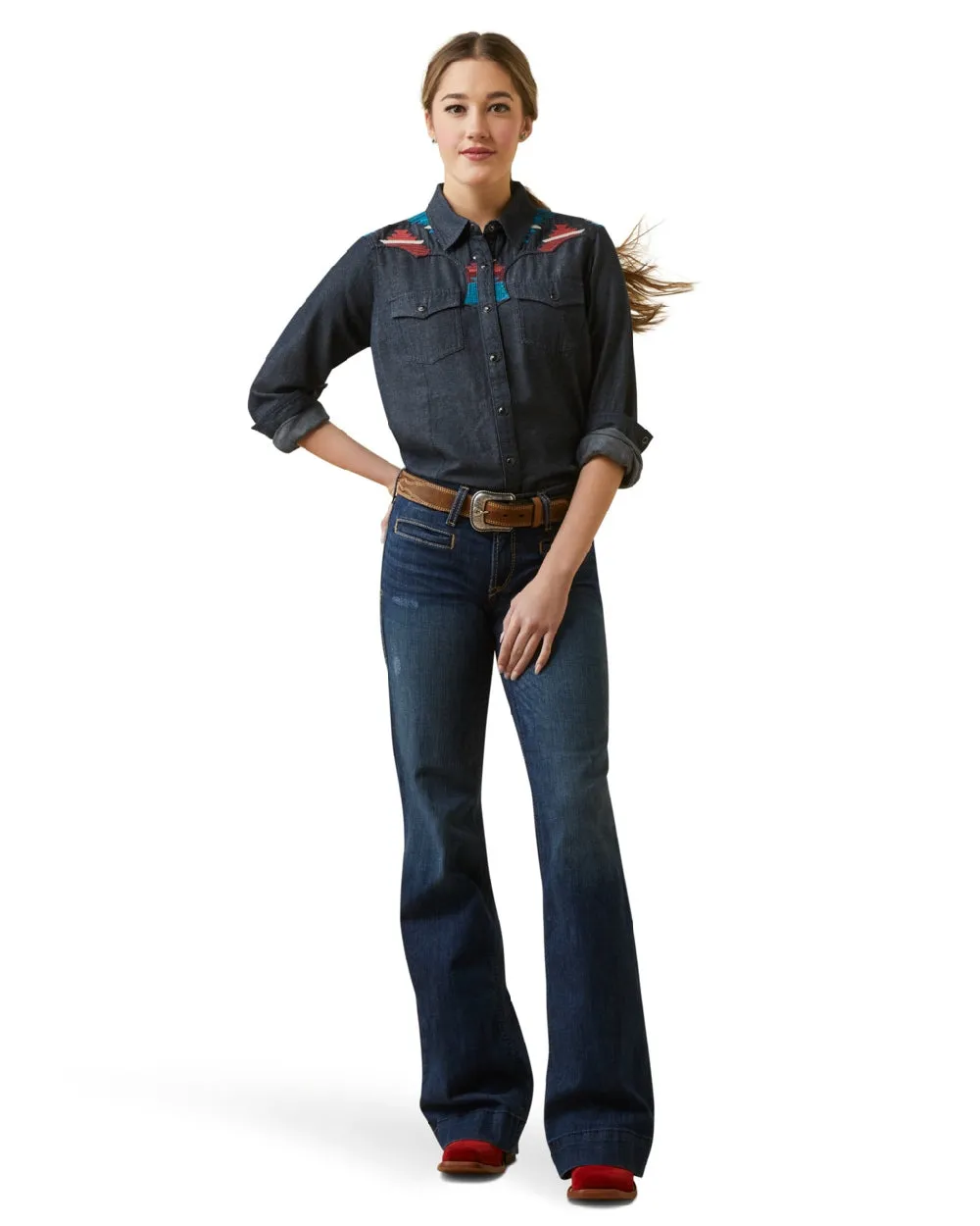 **Ariat Womens Dutton Long Sleeve Button-Up Shirt - Stylish and Comfortable Western Apparel**