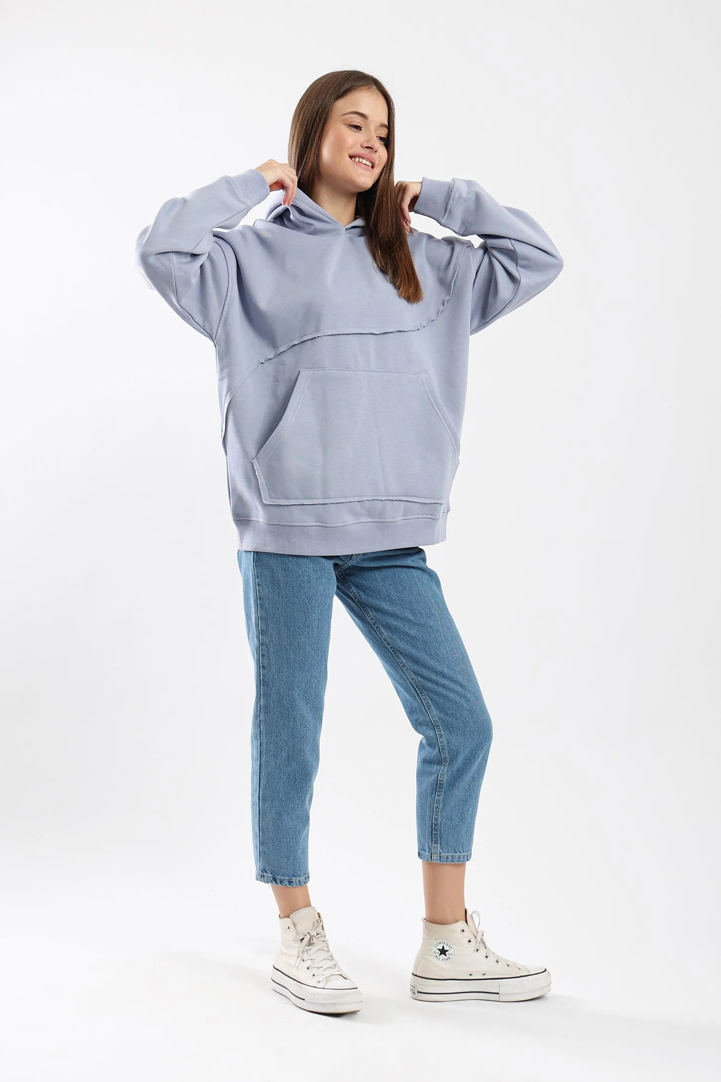 ASYMMETRICAL HOODIE - GREY