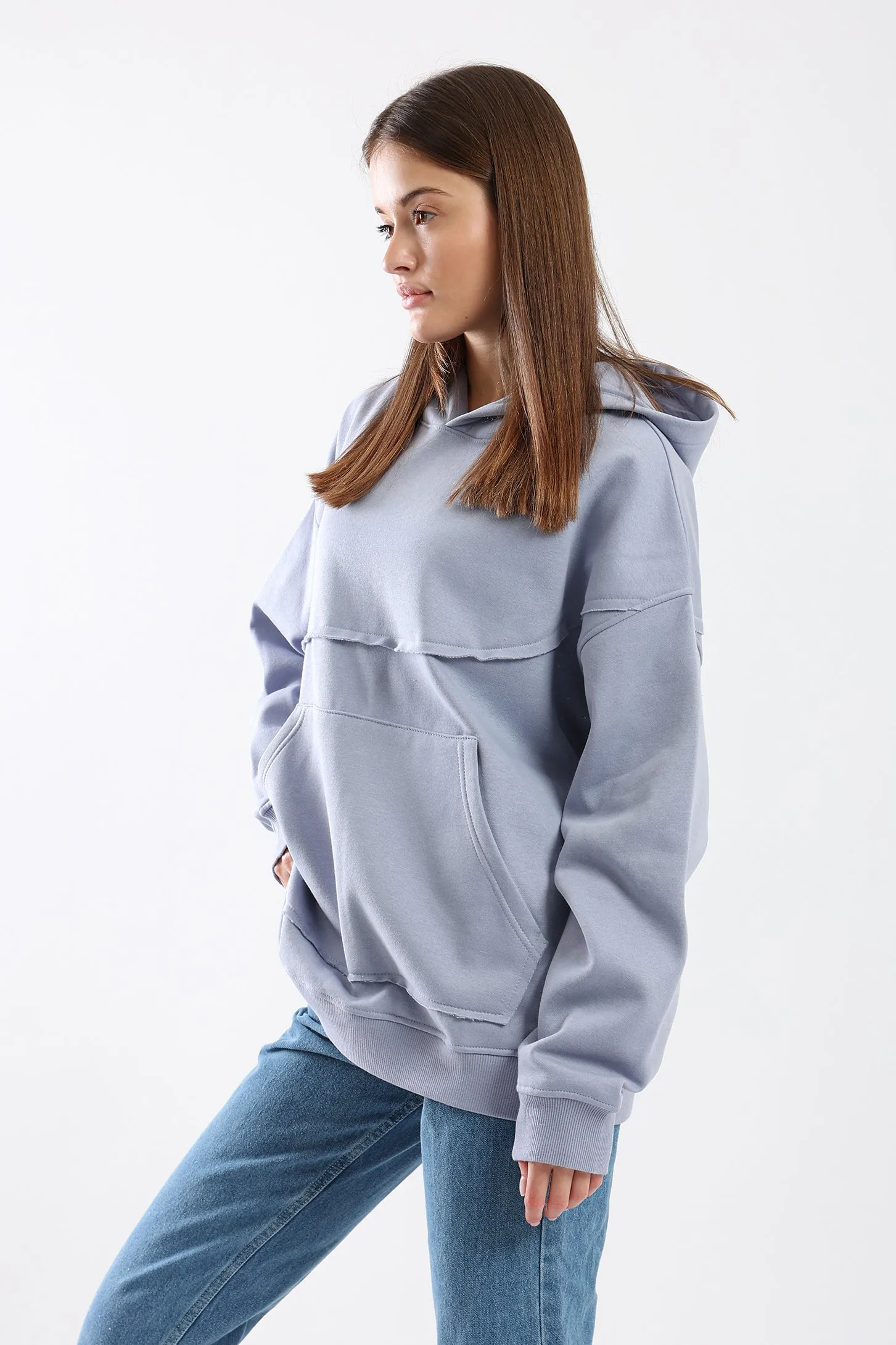 ASYMMETRICAL HOODIE - GREY