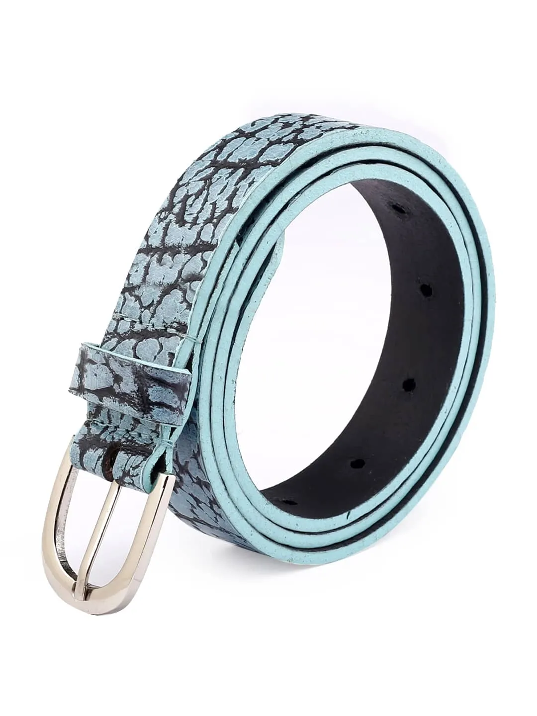 Bacca Bucci Azure Serpentine 22mm Textured Fashion Belt for Women, Genuine Leather