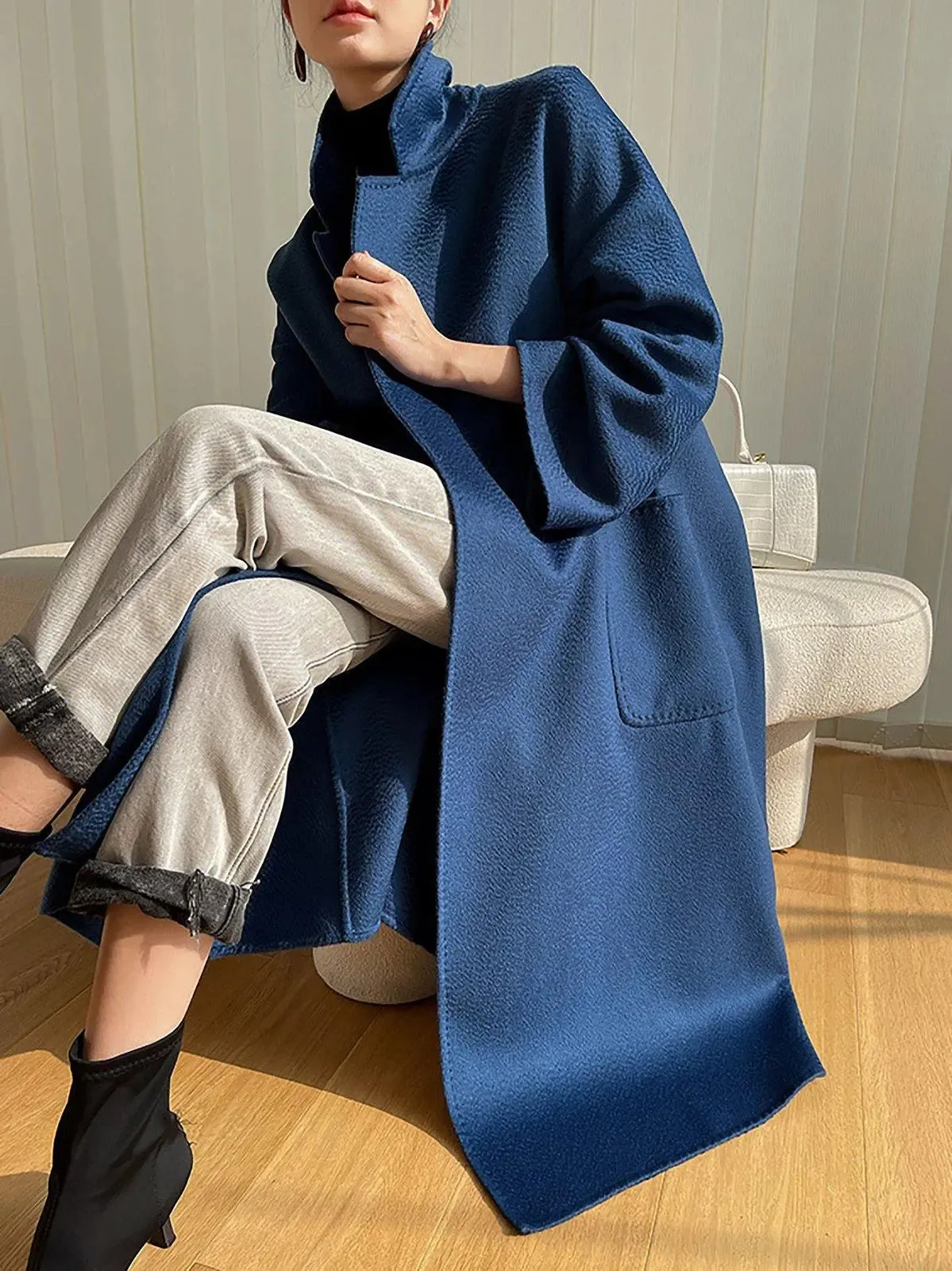 Belted Wrap Wool Long Coat