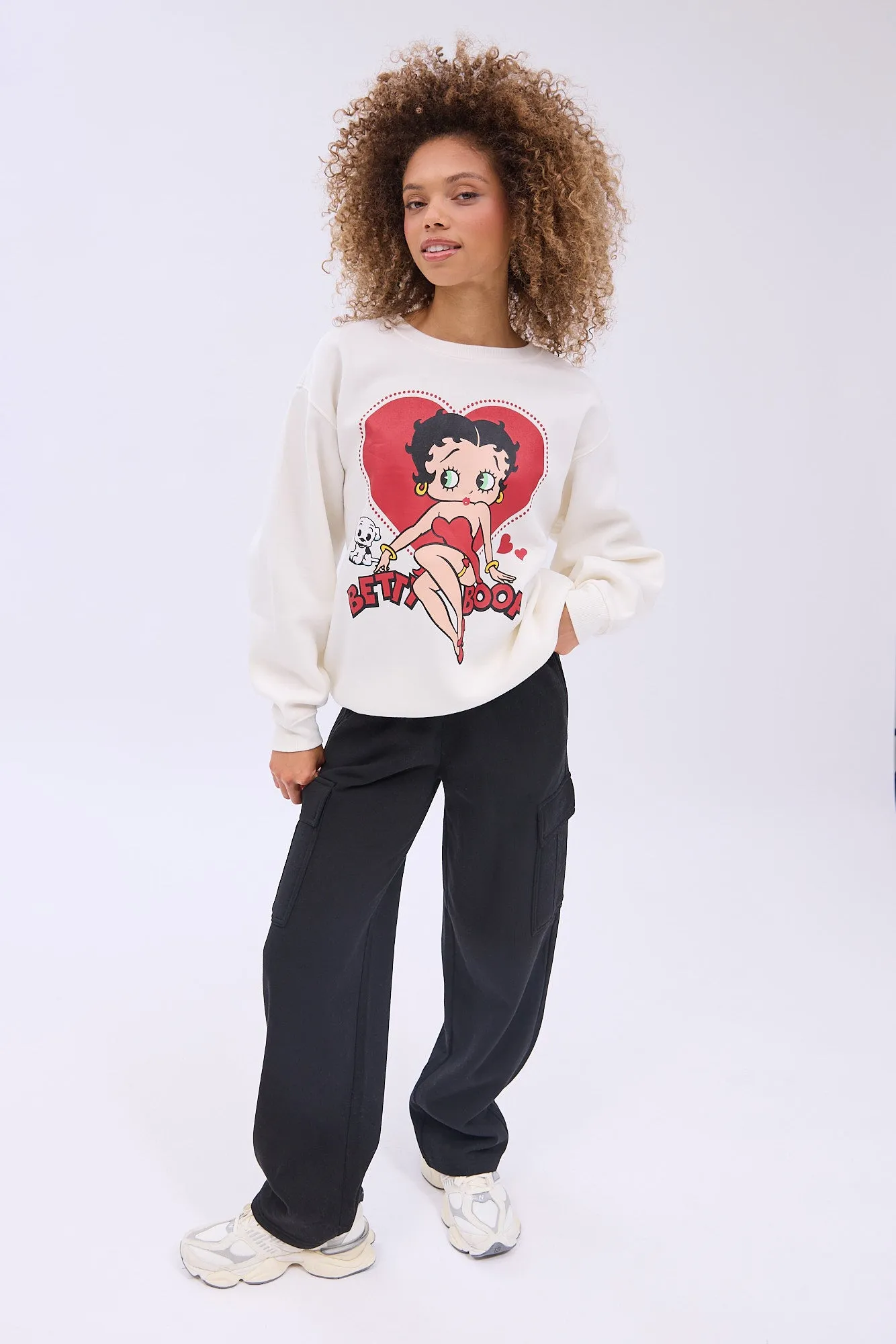 Betty Boop Graphic Crew Neck Relaxed Sweatshirt