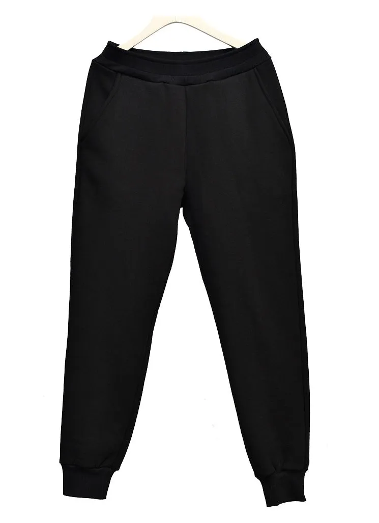 Black Mens Jogger Pants Washed Napping Plain Casual Athletic Solid Guy