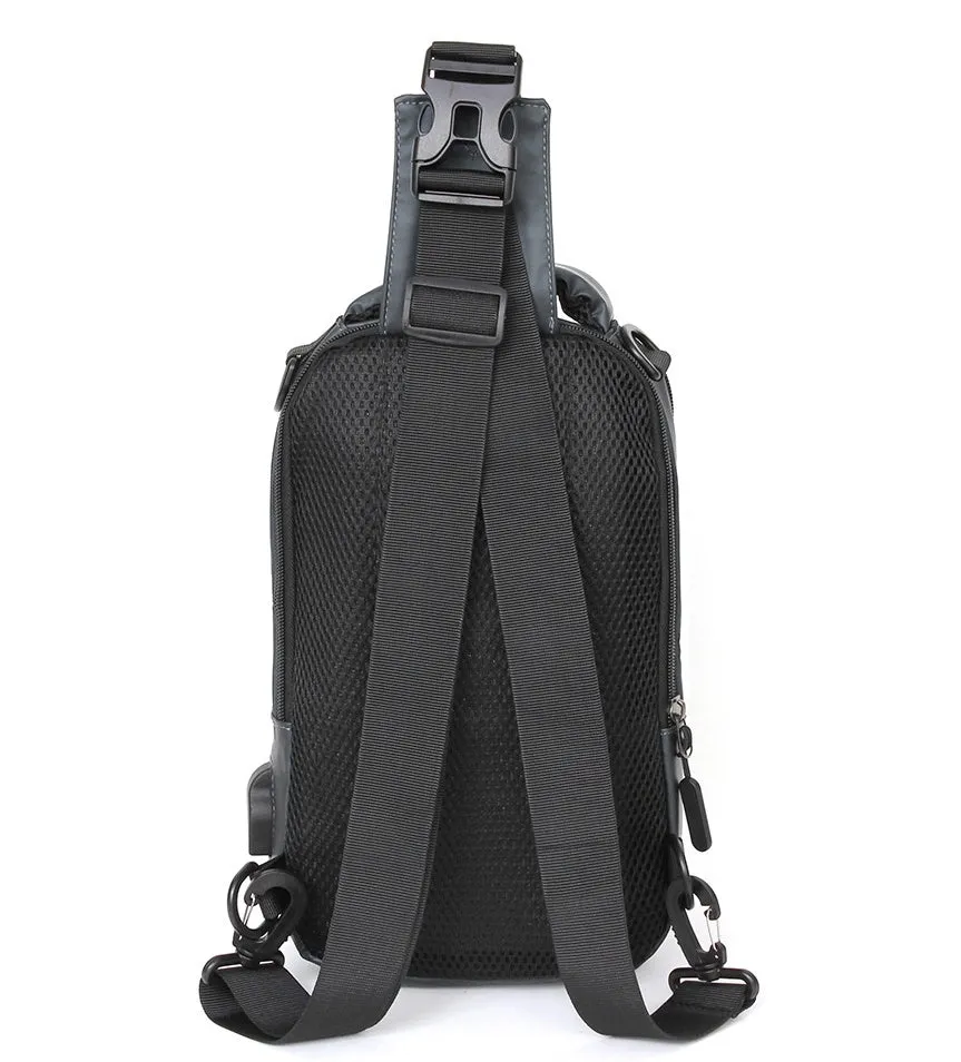 Black Navyblue Gray Travel Sling Bags Messengers Crossbody Picnic USB Charger Mens Womens Unisex Casual Fit for iPad Waterproof Casual Outdoor