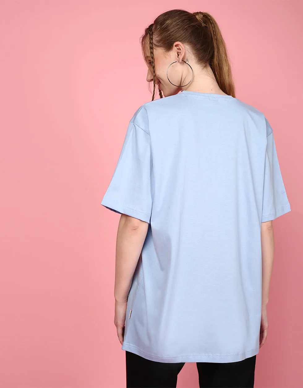 Blue Frog Oversized Chest Graphic Printed Tshirt