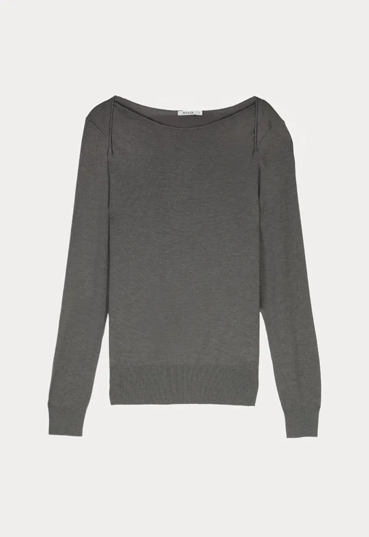 Boat Neck Solid Basic Knitwear