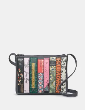 Brontë Bookworm Grey Leather Cross Body Bag