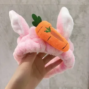 Bunny Ear with Carrot  Spa headband/cosmetic headband/face wash headband/Rabbit Ear bow headband