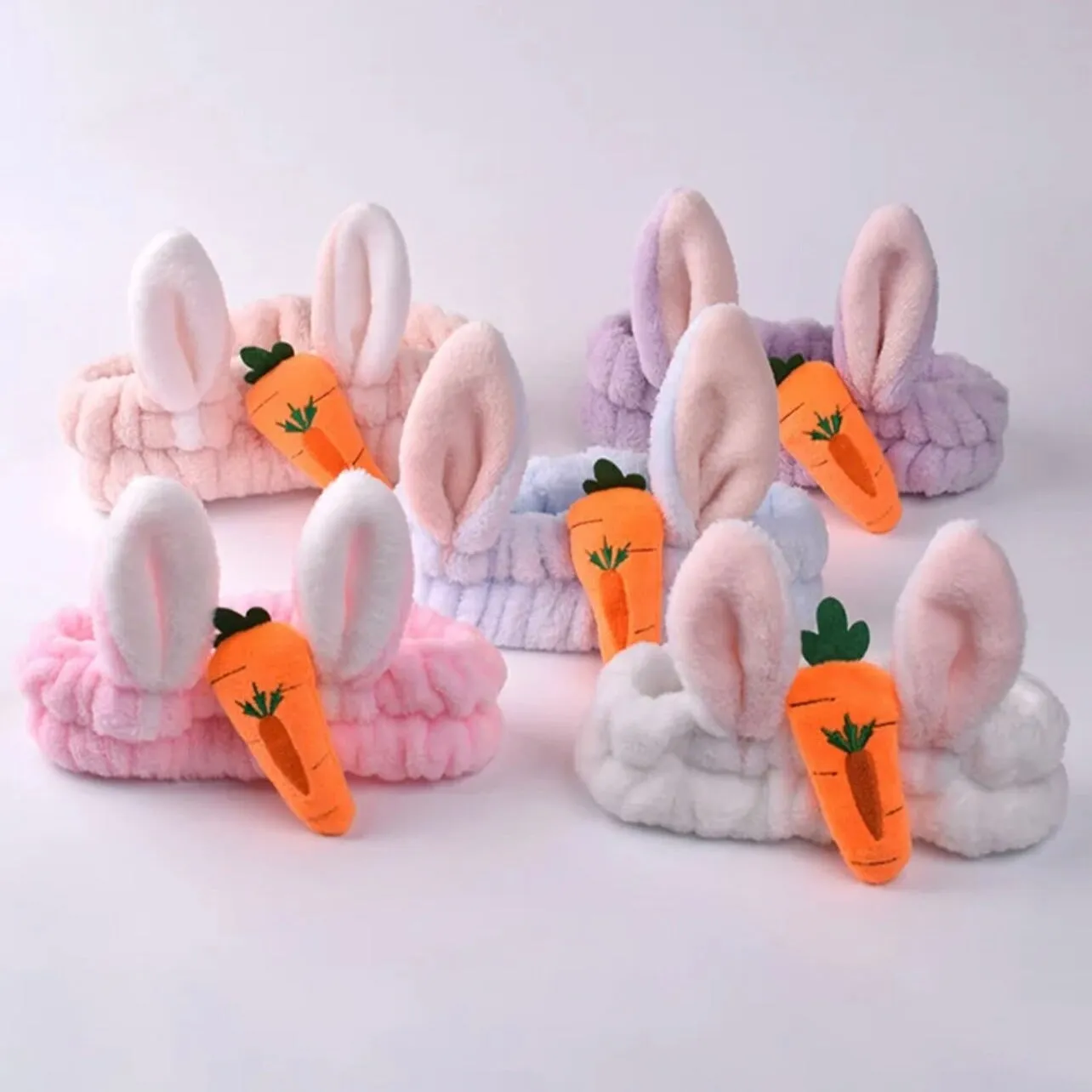 Bunny Ear with Carrot  Spa headband/cosmetic headband/face wash headband/Rabbit Ear bow headband