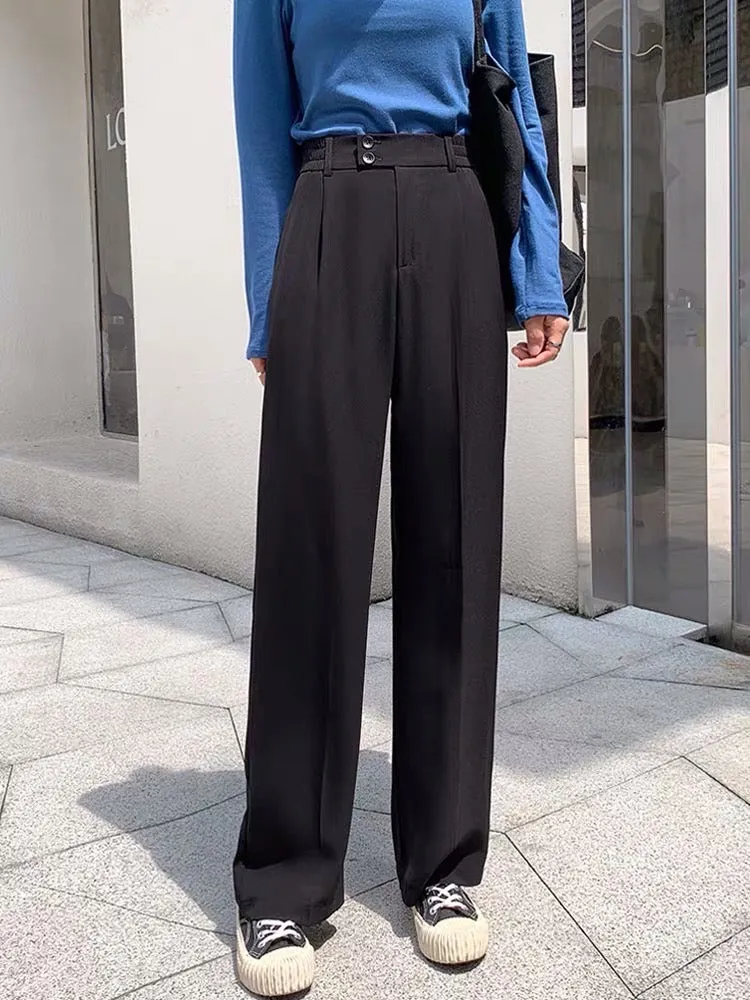 Button Up Pleated Wide Leg Pants