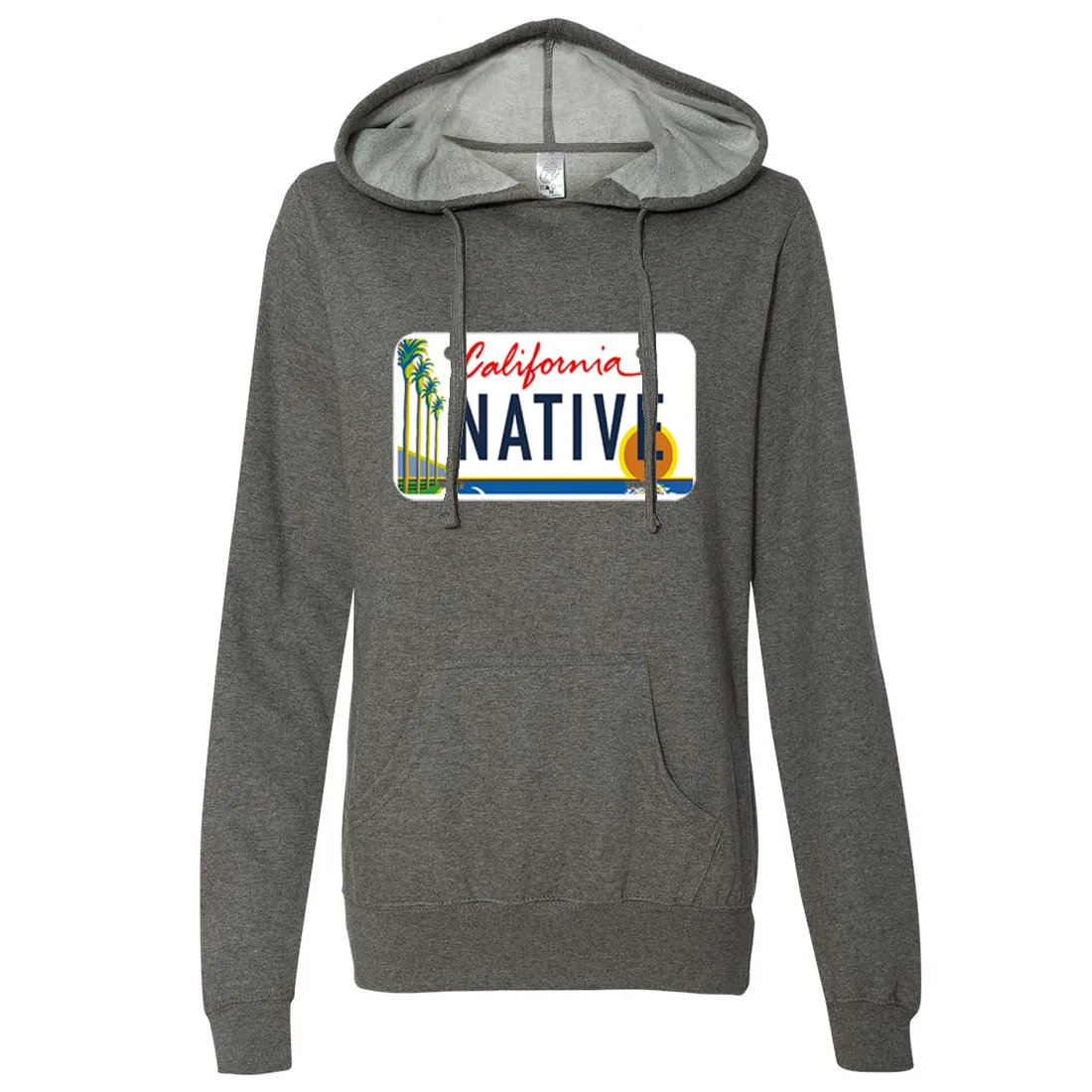 California Native License Plate Ladies Lightweight Fitted Hoodie