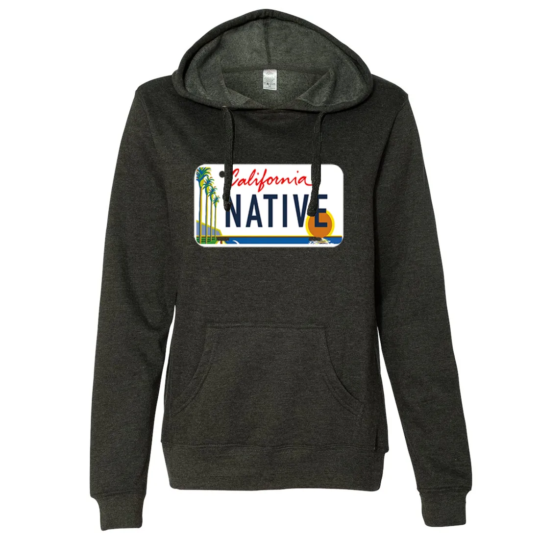 California Native License Plate Ladies Lightweight Fitted Hoodie