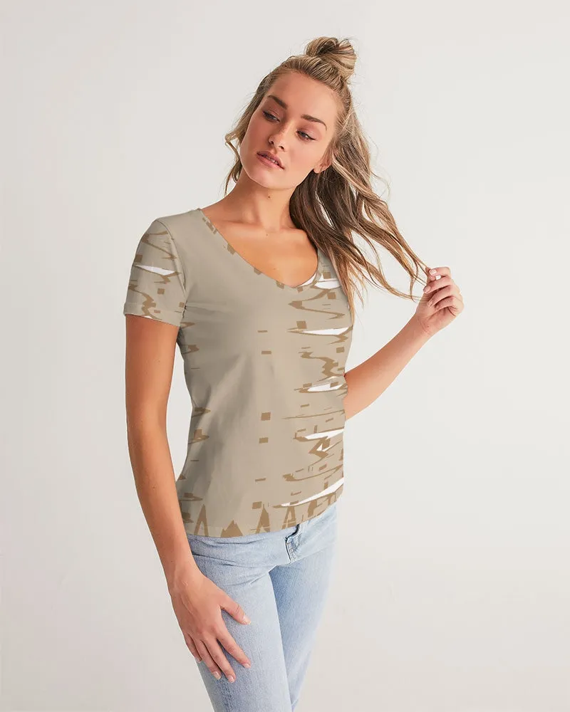 camell Women's V-Neck Tee